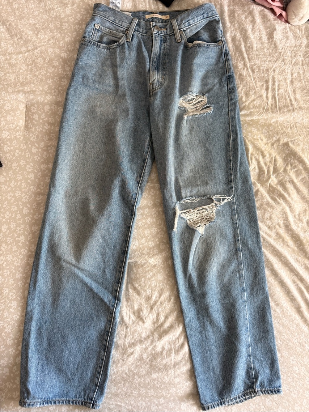Levi's Light Blue Distressed Straight-Leg Jeans